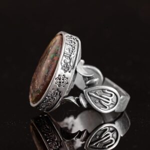 El yapımı Doğal Arizona Turkuaz Taşlı Yüzük - 925 Ayar Gümüş İslami Yüzük Erkekler İçin - Özel Yüzük - Görsel 6