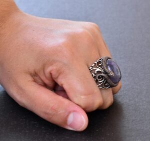 925 Ayar Katı Gümüş Erkek Yüzük - Doğal Taşlarla El Yapımı Zarafet (Ametist Taşı) - Görsel 7