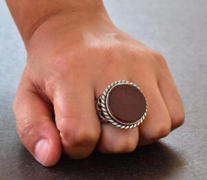 Davud Yıldızı Yüzük, Süleyman Mührü, Süleyman Yüzüğü, 925 Ayar Gümüş Erkek Yüzük, Gri - Görsel 7