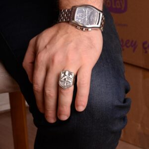 Haçlı Şövalye Gümüş Yüzük, 925 Ayar Gümüş Erkek Yüzük, Şövalye Tapınakçı Yüzüğü - Görsel 2