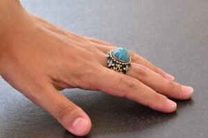 Gerçek Doğal Arizona Turkuaz Taşı, Ayar Gümüş Erkek Yüzüğü - Görsel 7