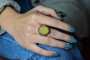 Denizci Çapa Gümüş Yüzük, Doğal Taş Yüzük, 925 Ayar Gümüş Yüzük (Kehribar) - Görsel 5