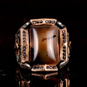 Gerçek Doğal Yemen Akik Taşı Yüzük - 925 Ayar Gümüş Yüzük - Görsel 2