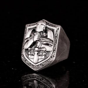 Haçlı Şövalye Gümüş Yüzük, 925 Ayar Gümüş Erkek Yüzük, Şövalye Tapınakçı Yüzüğü - Görsel 5