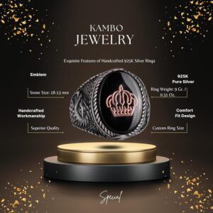 Damgalı Yüzük - Erkek Yüzüğü - 925K Gümüş El Yapımı Erkek Yüzüğü (Bir Krallığın Tacı) - Görsel 2