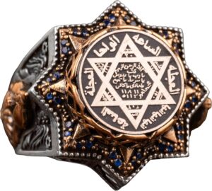 El Yapımı Süleyman Yıldızı Yüzük - 925 Ayar Gümüş Erkek Yüzük David Yıldızı Sembolü ile - Görsel 1