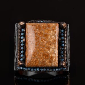 Gerçek Doğal Mercan Taşı Erkek Yüzük, 925 Ayar Gümüş Yüzük, El Yapımı Yüzük, İslami Yüzük - Görsel 4