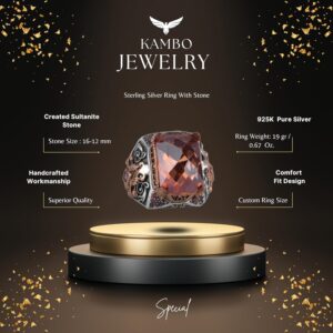 925 Ayar Gümüş El Yapımı Taş Yüzük (Sultanit Yapay Taş) - Görsel 2