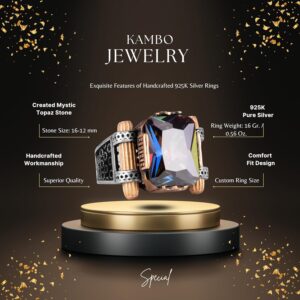 Mistik Topaz Taş Yüzük - 925 Ayar Gümüş Yüzük, Tasarım Gümüş Erkek Yüzüğü - Görsel 2