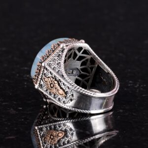 Gerçek Doğal Taş Yüzük - Sekizgen Tasarım - El Yapımı 925 Ayar Gümüş Takı (Akuamarin) - Görsel 7