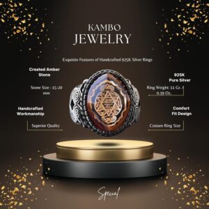 925 Ayar Katı Gümüş Yüzük, Süleyman Yüzüğü, Erkekler için Dini Takı, Baykuş Yüzüğü - Görsel 2