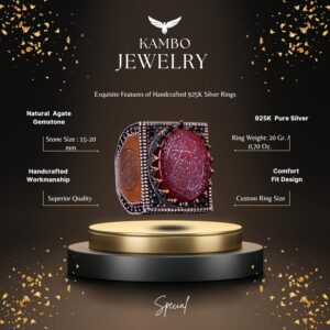 Doğal Akik Taşlı El Yapımı Yüzük, Ayar Gümüş Erkek Yüzüğü - Güç ve Koruma Sembolü (Kırmızı Akik) - Görsel 2