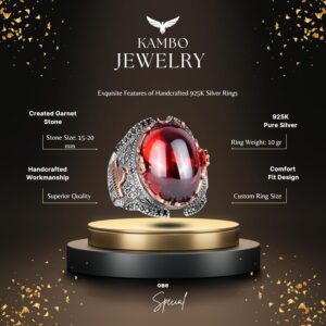 Gümüş Camii Yüzük, Cabochon Garnet Yapay Taş Yüzük, 925 Ayar Gümüş Yüzük Erkekler İçin, Çeşitli & Farklı Koleksiyon - Görsel 2