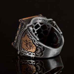 Gerçek Doğal Mercan Taşı Erkek Yüzük, 925 Ayar Gümüş Yüzük, El Yapımı Yüzük, İslami Yüzük - Görsel 7