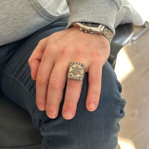 Büyük Erkek Yüzüğü, Kabbalah Yüzüğü, Davud Yıldızı Yüzüğü, Süleyman Mührü Yüzüğü, 925K Katı Sterlin Gümüş Yüzük - Görsel 3