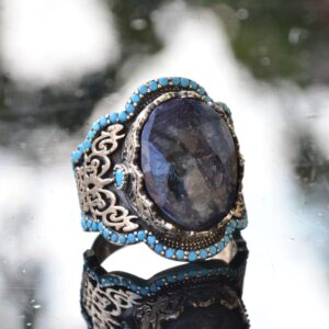 El Yapımı 925 Ayar Gümüş Erkek Yüzük Doğal Taş - Orta Doğu Kültürel Tasarımı (Oniks) - Görsel 3