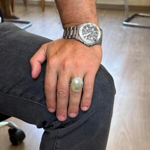 Gerçek Doğal Taş Yüzük - 925 Ayar Gümüş Büyük Yüzük - El Yapımı Yüzük (Altın rutilet kuvars) - Görsel 3