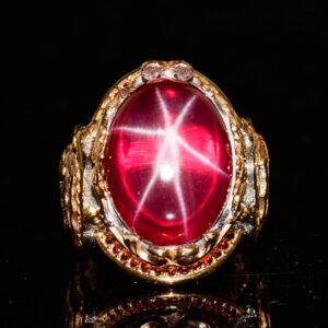 Gerçek Doğal Yıldız Yakutu Taş Yüzük, Kral Yüzüğü, 925 Ayar Gümüş Yüzük - Görsel 4