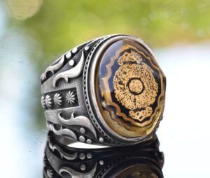 925 Ayar Gümüş İslami Yüzük, Hediye Olarak Müslümanlar İçin, Dini Takı, Özel Tasarım Yüzük - Görsel 2