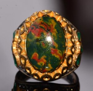 Erkekler İçin El Yapımı Doğal Kan Taşı Gümüş Yüzük - Görsel 6