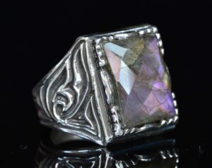 925 Ayar Gümüş Erkek Yüzük, Doğal Labradorit Taşı - Görsel 3