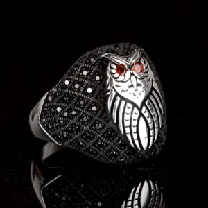 Baykuş Yüzük, 925 Ayar Katı Gümüş Yüzük, Hayvan Yüzüğü - Görsel 4