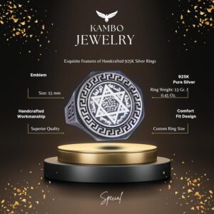 Süleyman Mührü 925 Ayar Gümüş Yüzük - Yunan Anahtarı Tasarımı Erkek Yüzüğü - El Yapımı Yüzük - Görsel 2