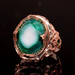 Gerçek Kristal Drusy Kuvars Taş Yüzük, 925 Ayar Gümüş Erkek Yüzük - Görsel 5