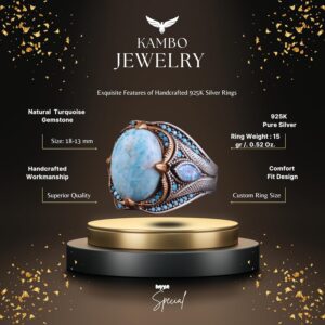 Gerçek Larimar Doğal Taş Yüzük, 925 Ayar Gümüş Yüzük, Gerçek Taş Yüzük - Görsel 2