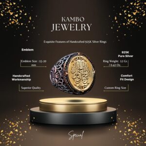 Şık Arapça Hat Yazılı Yüzük - Gümüş Erkek Dini İslami Hediye - Görsel 2