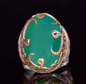 El Yapımı Gümüş Erkek Yüzük | Doğal Yeşil Jade Taşı | Uyum ve Refah Tasarımı - Görsel 4