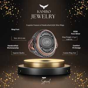 El Yapımı İslami Yüzük, 925 Ayar Gümüş Erkek Yüzüğü - Görsel 2