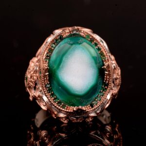 Gerçek Kristal Drusy Kuvars Taş Yüzük, 925 Ayar Gümüş Erkek Yüzük - Görsel 7