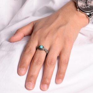 Gerçek Doğal Arizona Turkuaz Taş Yüzük, 925 Ayar Gümüş Yüzük Kadınlar İçin Yüzük - Görsel 3