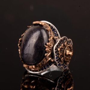 Gerçek Doğal Safir Taşlı Yüzük, Aslan Yüzüğü, 925 Ayar Gümüş Erkek Yüzüğü - Görsel 5