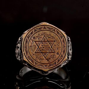 İslami Süleyman Tılsım Yüzüğü, Gümüş Tılsım Yüzüğü, 925 Ayar Gümüş Erkek Yüzüğü, Büyük Yüzük - Görsel 3