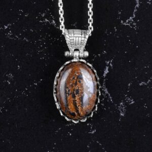 Gerçek Doğal Taş Kolye - 925 Ayar Gümüş Kolye (Bronzit) - Görsel 4