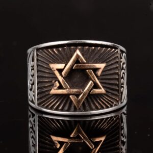 Erkekler için David Yıldızı Yüzüğü, 925 Ayar Gümüş, El Yapımı ve İnce Tasarımlı - Görsel 4