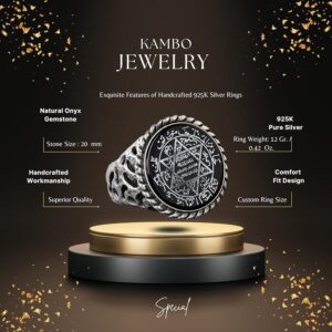 Davud of Star, Süleyman Tılsımı 925 Ayar Gümüş Erkek Yüzük - Spiritüel Koruma - Görsel 2