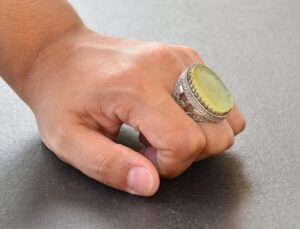 Doğal Ham Kehribar Taşlı Osmanlı Gümüş Yüzük - Gerçek 925 Erkek Yüzüğü - Görsel 7