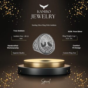 Ağaç Hayatı Tasarımlı El Yapımı Vintage Tarzı Gümüş Yüzük - Görsel 2