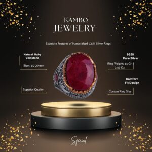 Gerçek Doğal Taş Yüzük - El Yapımı 925 Ayar Gümüş Yüzük - El Yapımı Yüzük (Yakut) - Görsel 2