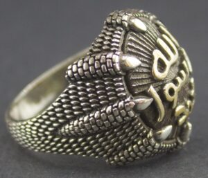 Sterling Gümüş Erkek Yüzük, El Yapımı İslami Hat Yazısı Yüzük, İslam İnanışı Takısı - Görsel 3