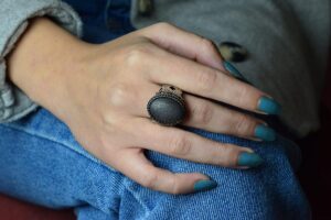 Gerçek Doğal Hematit Taşı Yüzük, İslami Gümüş Yüzük, Erkek Yüzüğü, 925 Ayar Gümüş Yüzük - Görsel 6