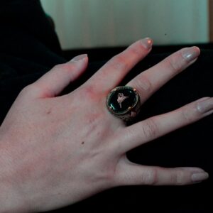 El Yapımı Siyah Oniks Taş Yüzük, 925 Ayar Gümüş Erkek Yüzüğü, Türk Tuğra Tasarımı - Görsel 6