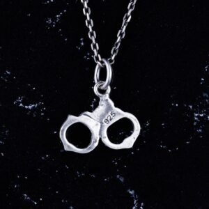 925 Ayar Gümüş Kelepçe Kolye Ucu - El Yapımı Güç ve Bağımsızlık Sembolü - Görsel 5