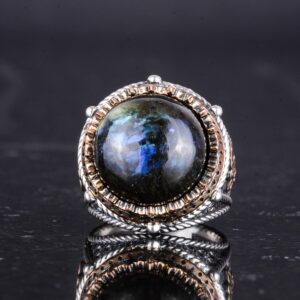 Gerçek Doğal Taş El Yapımı Yüzük - 925 Ayar Gümüş Yüzük (Labradorit) - Görsel 6