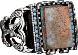 Gerçek Doğal Arizona Turkuaz Taş Yüzük - Sterlin Gümüş Yüzük - Özel Gümüş Yüzük - Görsel 1