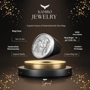 Antik Roma Askeri, At Figürü Antika Yüzük, 925 Ayar Katı Gümüş Yüzük - Görsel 2