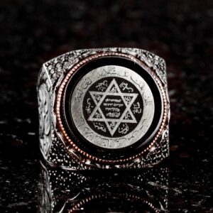 925 Ayar Gümüş Davut Yıldızı Yüzük - El Yapımı Erkekler İçin Dini Takı - Vintage Tarzı - Davut Yıldızı Gümüş Yüzük - Görsel 3